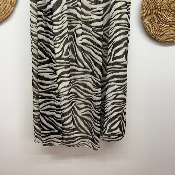 Express X Rachel Zoe Black White Zebra Print Maxi Skirt Large Lined - Picture 4 of 7